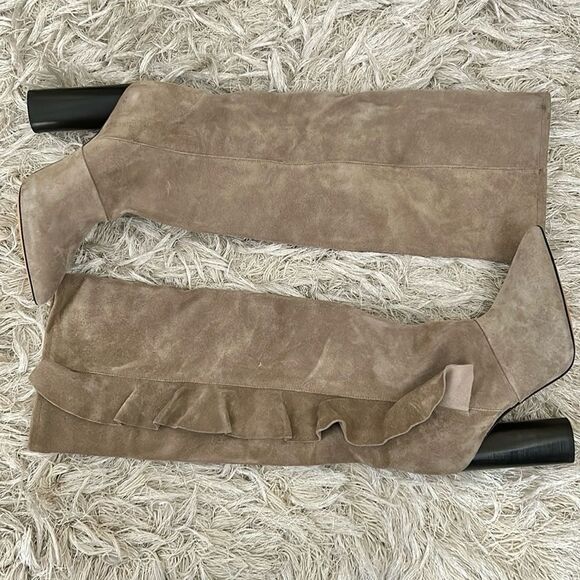 NIB IRO Cidravol Ruffle-Trim Suede Slouchy Knee-High Boots in Taupe $760 size 36 - Picture 9 of 14